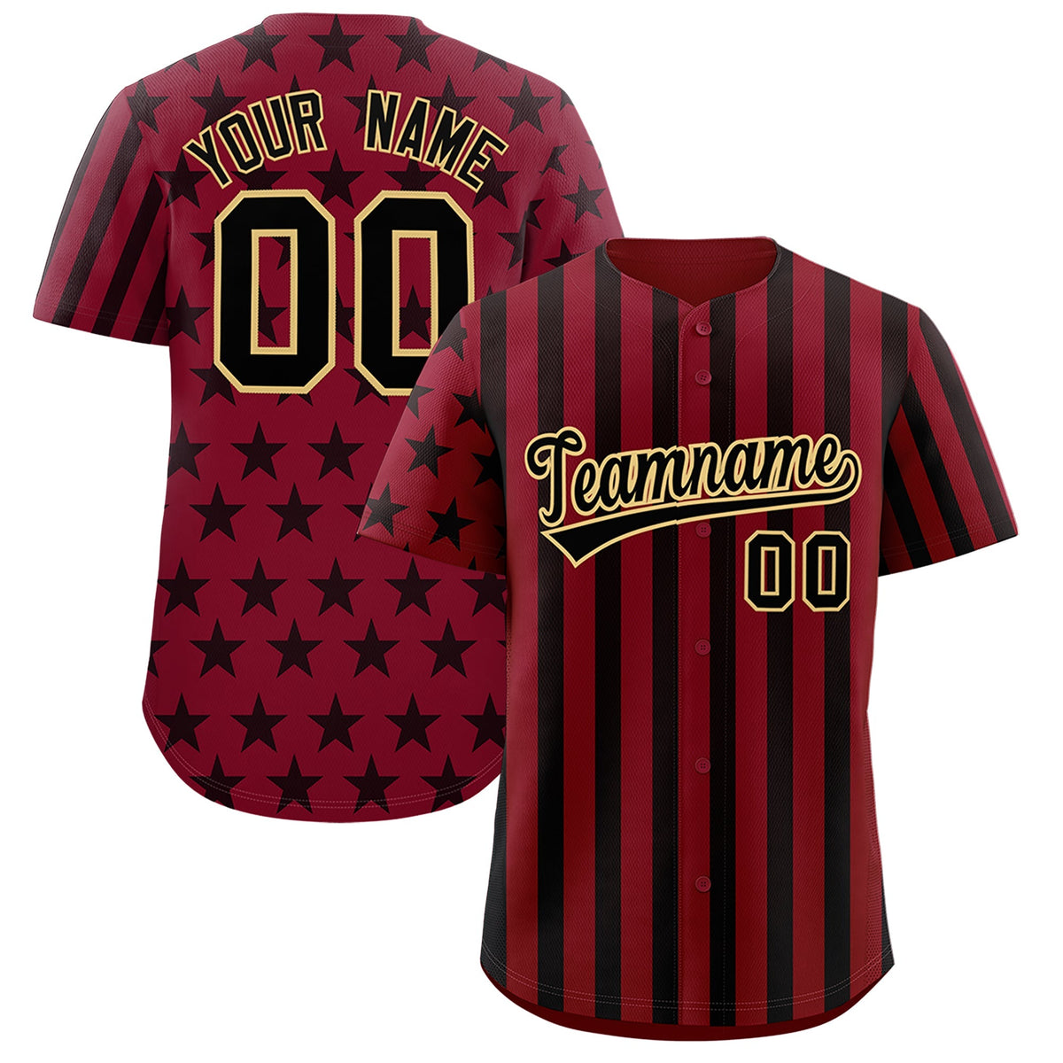 Custom Crimson Black American Flag Graffiti Pattern Baseball Jersey| KXKSHOP