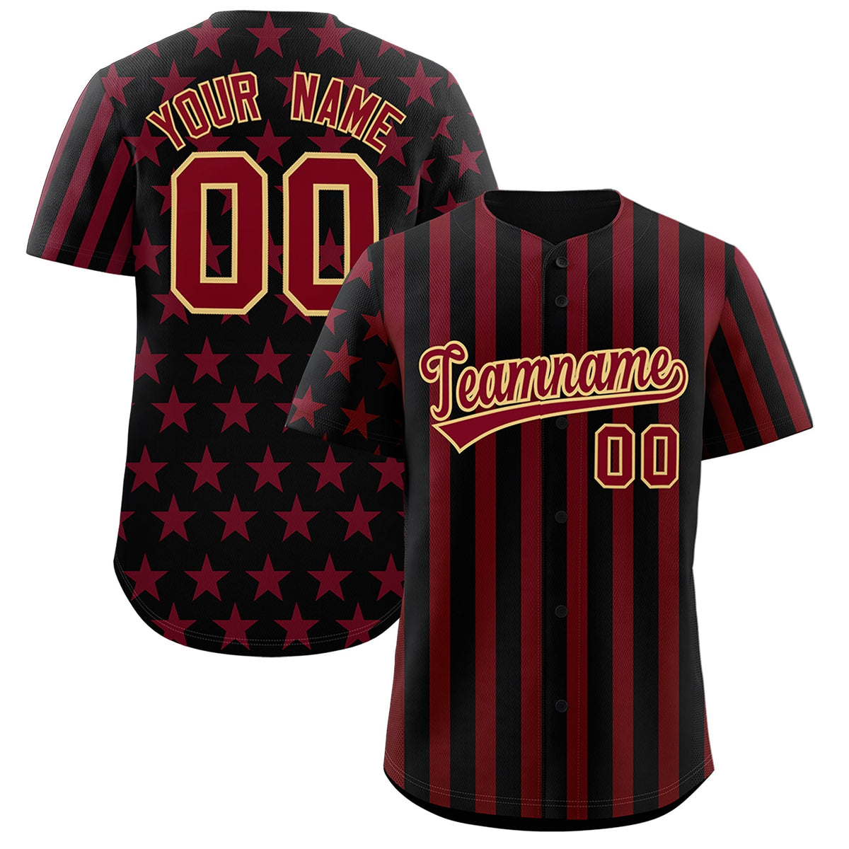 Custom Black Crimson American Flag Graffiti Pattern Baseball Jersey| KXKSHOP