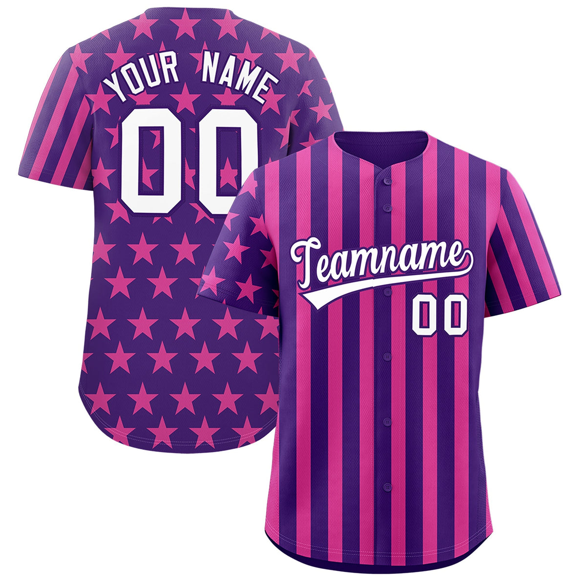 Custom Purple Pink American Flag Graffiti Pattern Baseball Jersey| KXKSHOP