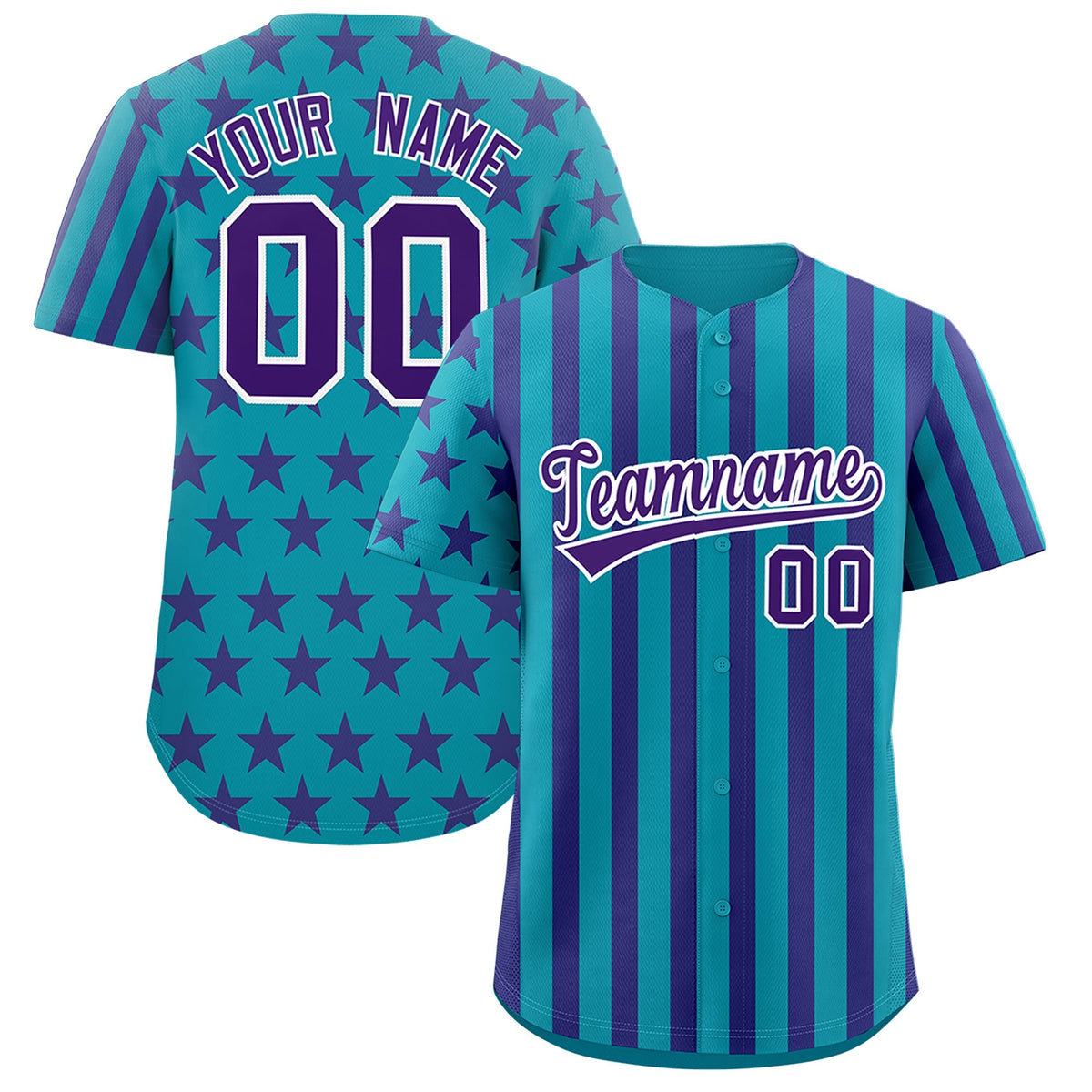 Custom Teal Purple American Flag Graffiti Pattern Baseball Jersey| KXKSHOP