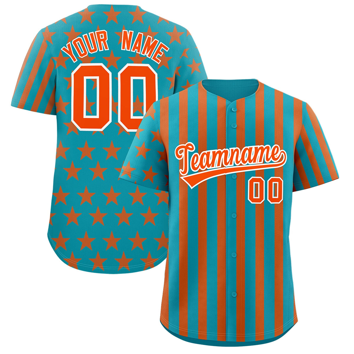 Custom Aqua Orange American Flag Graffiti Pattern Baseball Jersey| KXKSHOP