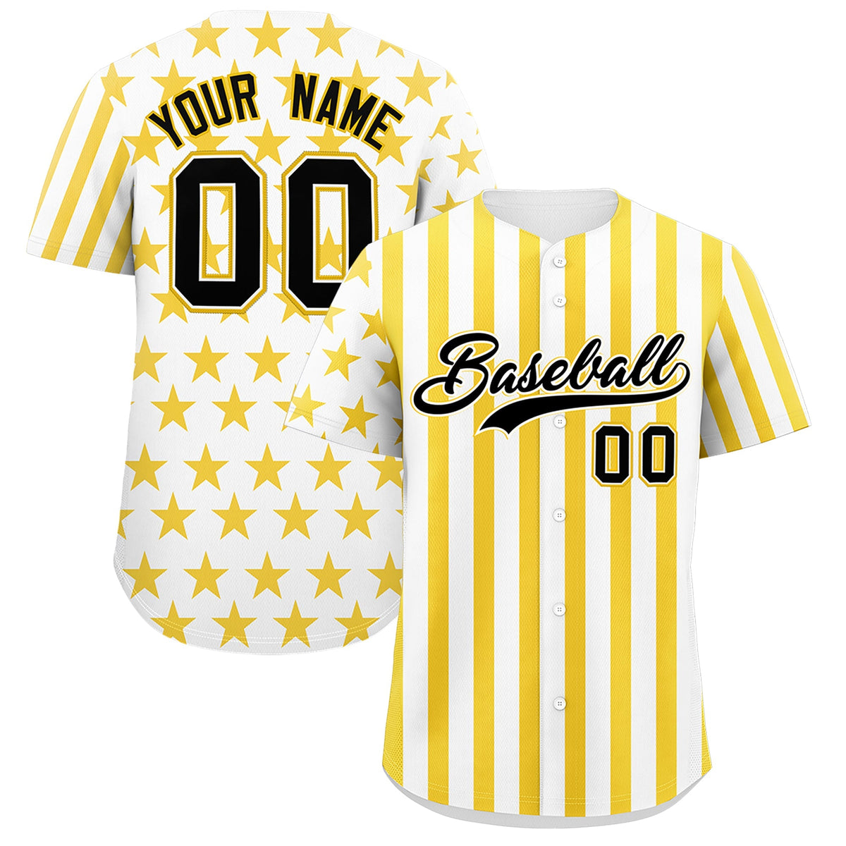Custom White Gold American Flag Graffiti Pattern Baseball Jersey| KXKSHOP