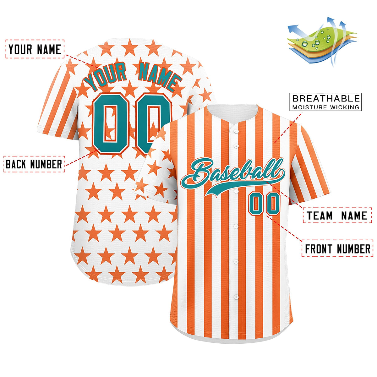 Custom White Orange American Flag Graffiti Pattern Baseball Jersey| KXKSHOP