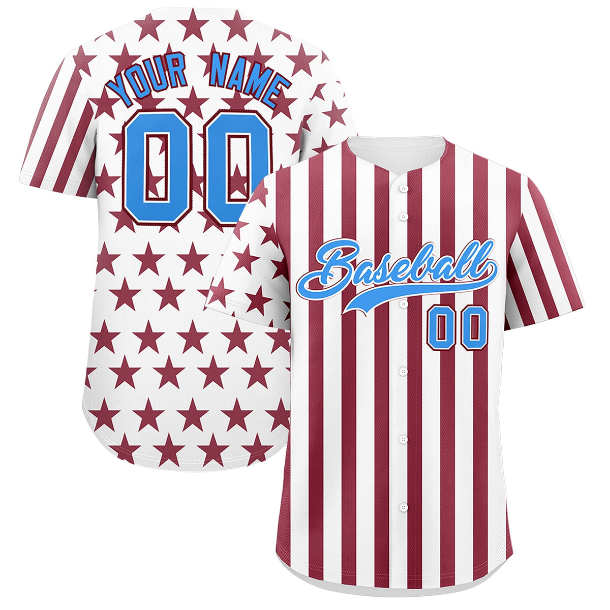 Custom White Crimson American Flag Graffiti Pattern Baseball Jersey| KXKSHOP