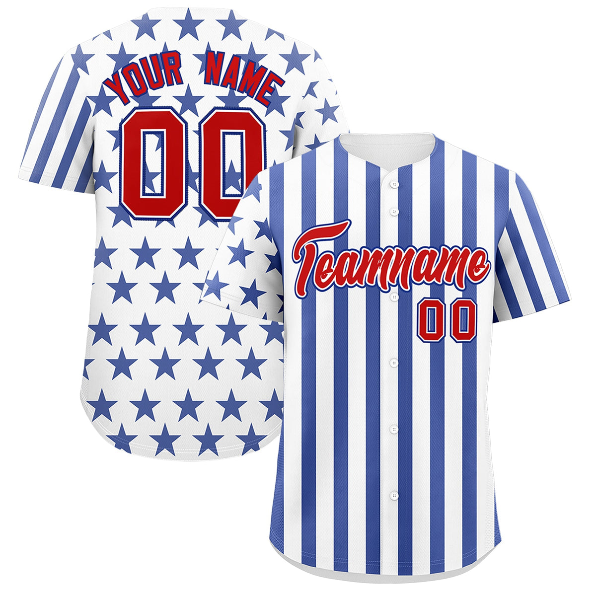 Custom White Royal Blue American Flag Graffiti Pattern Baseball Jersey| KXKSHOP