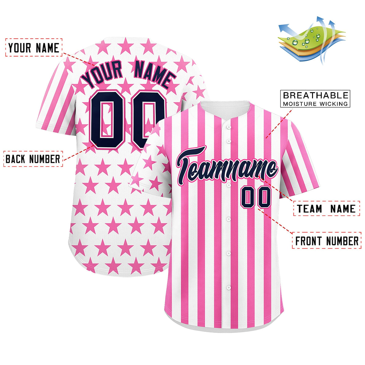 Custom White Pink American Flag Graffiti Pattern Baseball Jersey| KXKSHOP