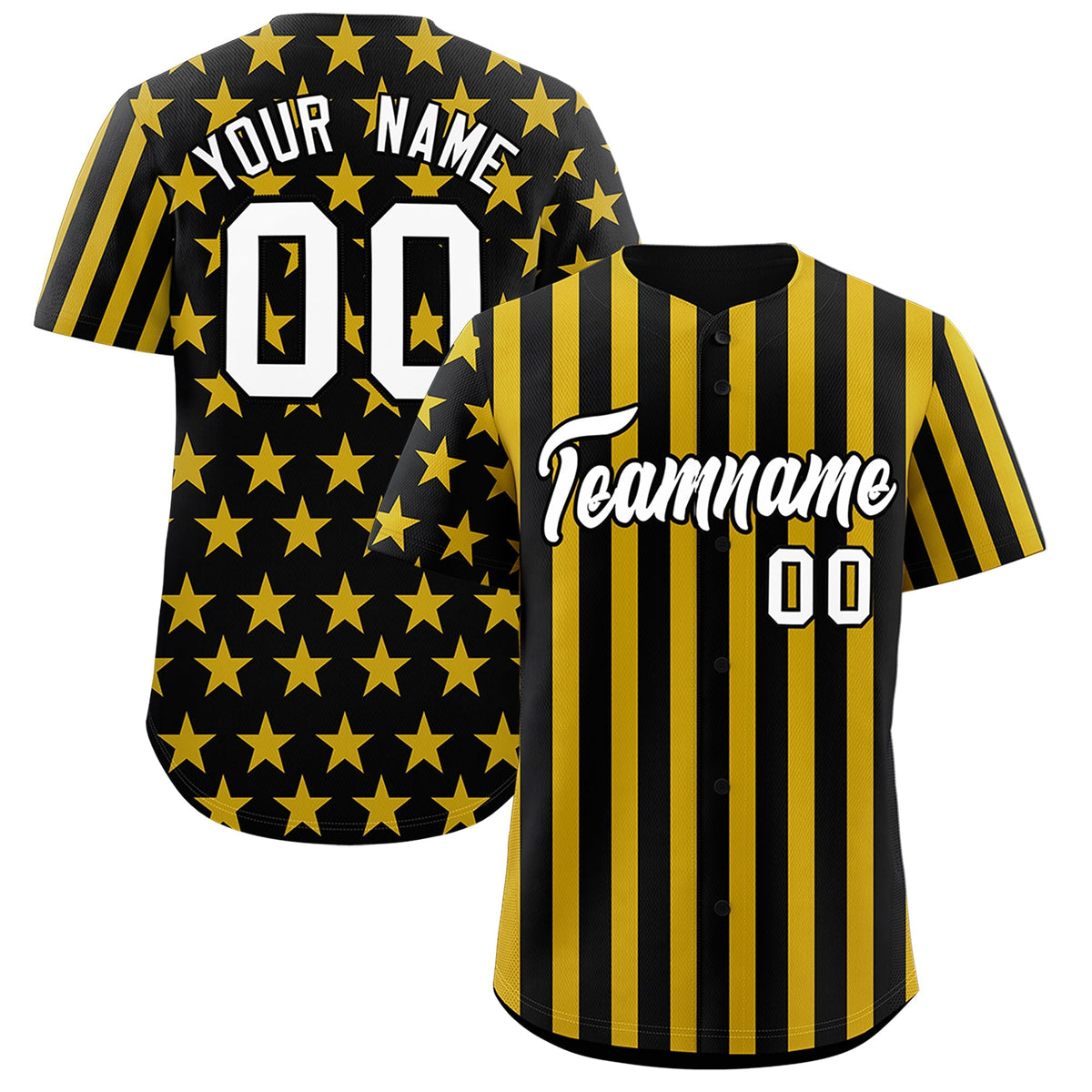 Custom Black Gold American Flag Graffiti Pattern Baseball Jersey| KXKSHOP