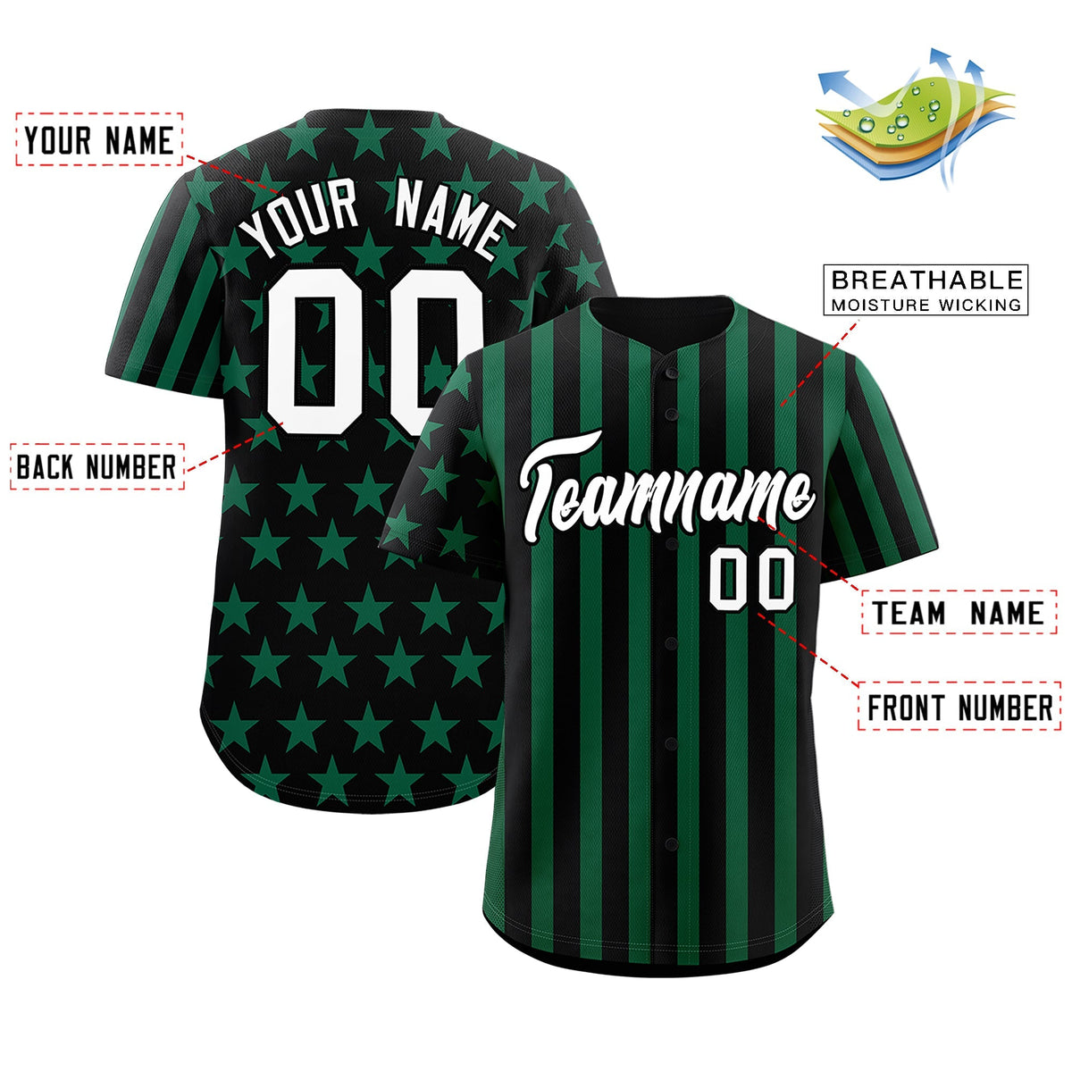 Custom Black Kelly Green American Flag Graffiti Pattern Baseball Jersey| KXKSHOP