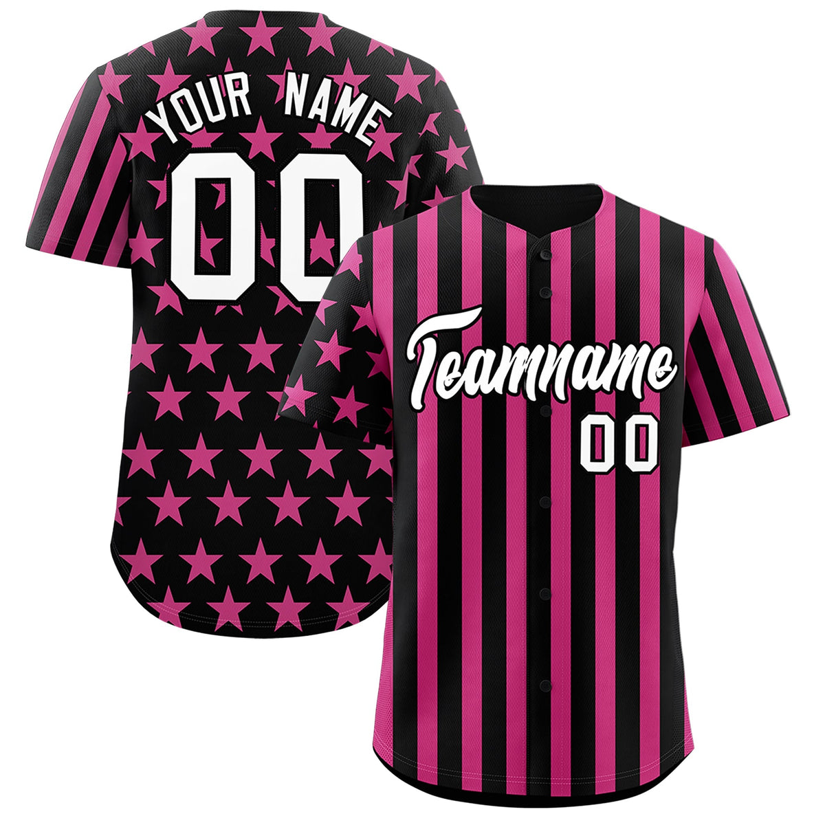 Custom Black Pink American Flag Graffiti Pattern Baseball Jersey| KXKSHOP