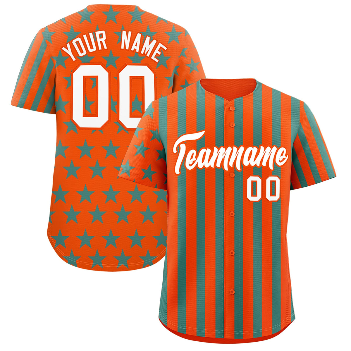 Custom Orange Aqua American Flag Graffiti Pattern Baseball Jersey| KXKSHOP