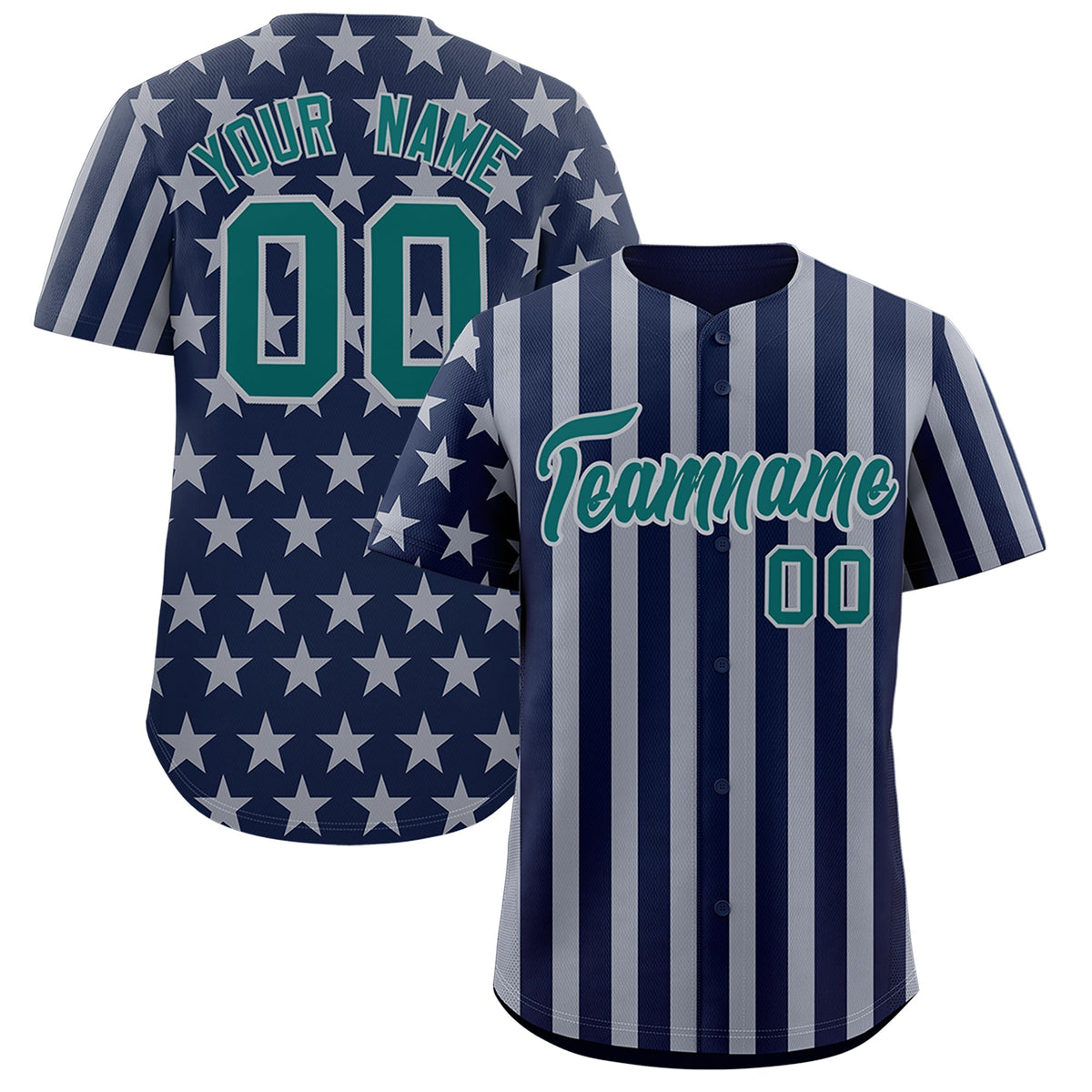 Custom Navy Gray American Flag Graffiti Pattern Baseball Jersey| KXKSHOP