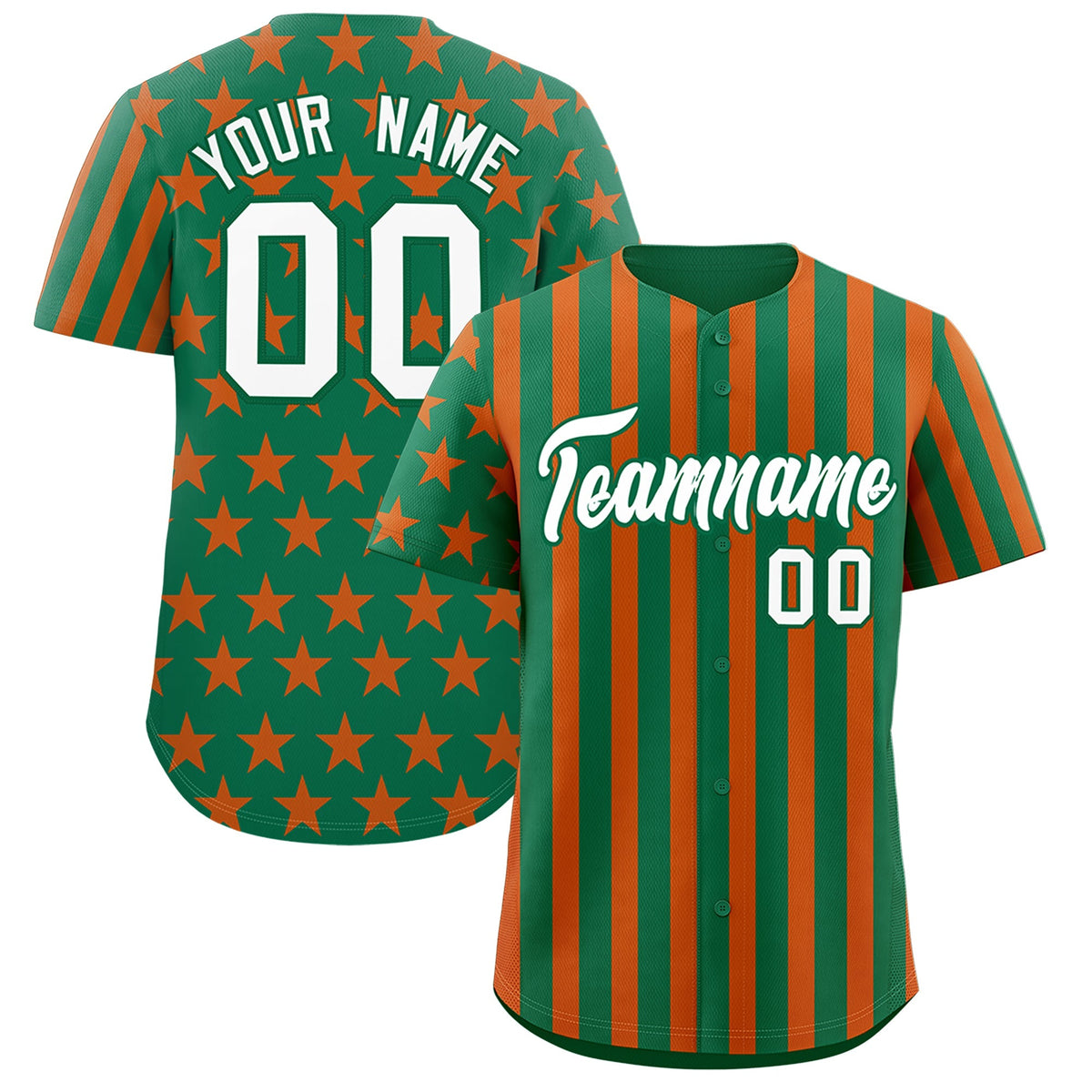 Custom Kelly Green Orange American Flag Graffiti Pattern Baseball Jersey| KXKSHOP