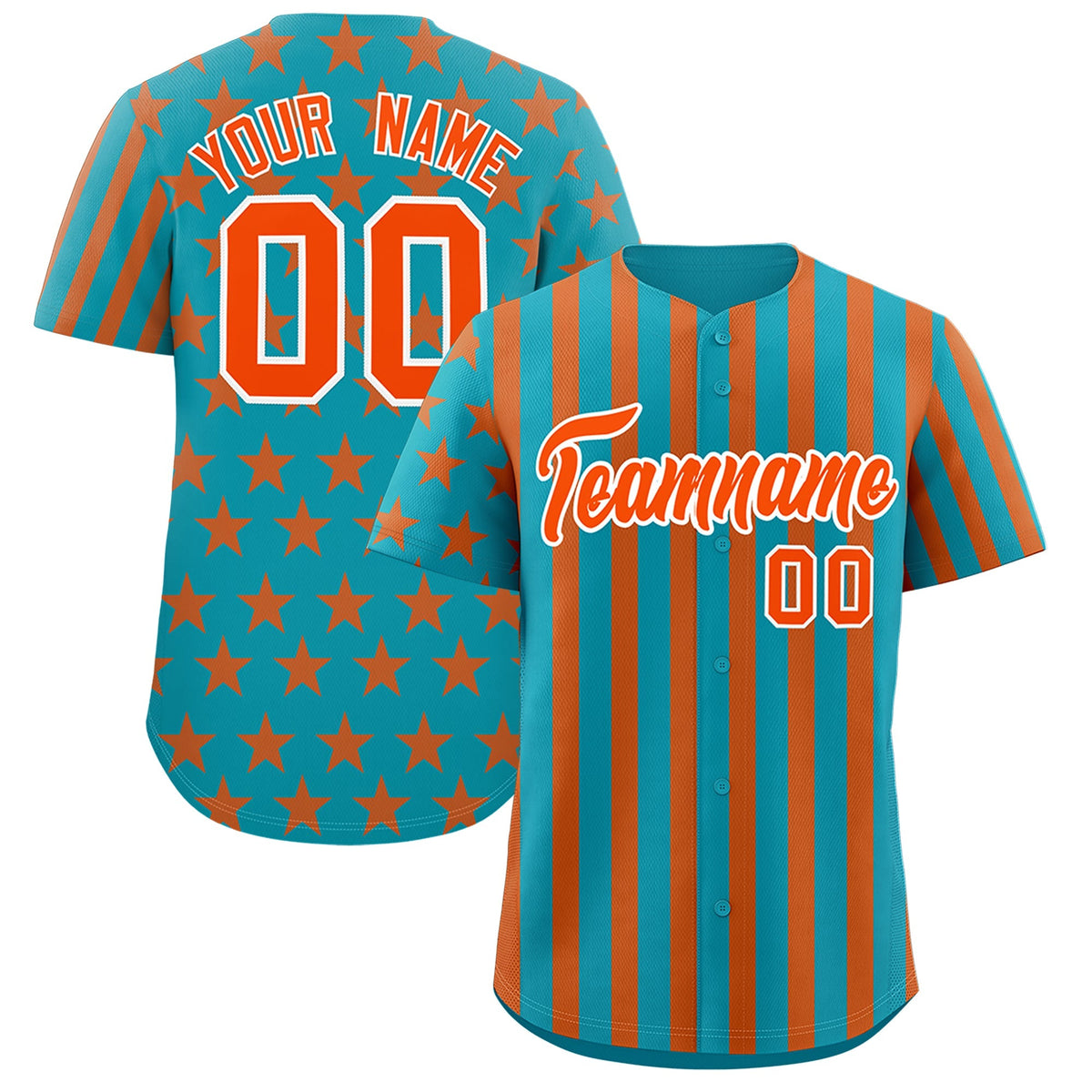 Custom Aqua Orange American Flag Graffiti Pattern Baseball Jersey| KXKSHOP