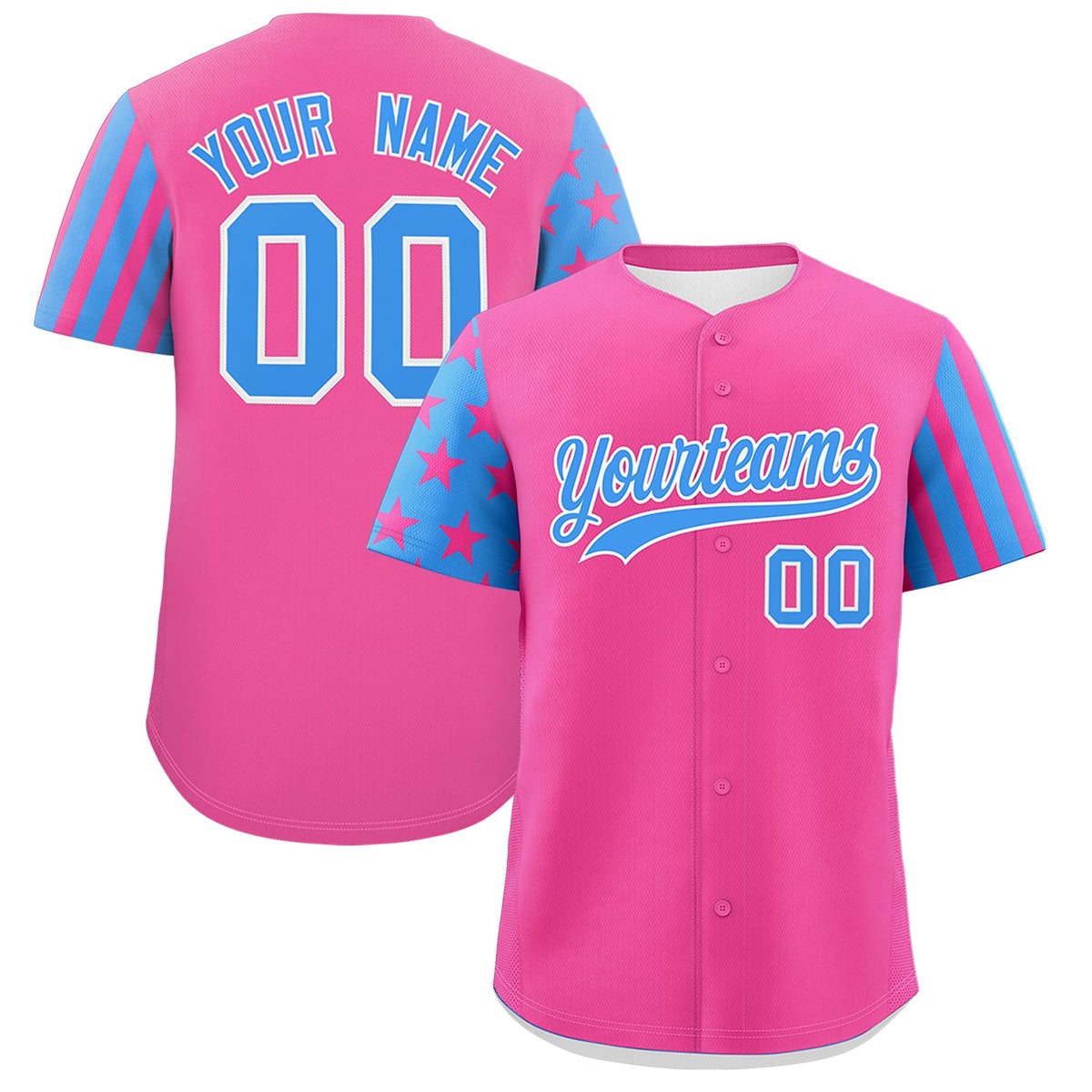 Custom Pink Powder Blue American Flag Raglan Sleeves Baseball Jersey| KXKSHOP