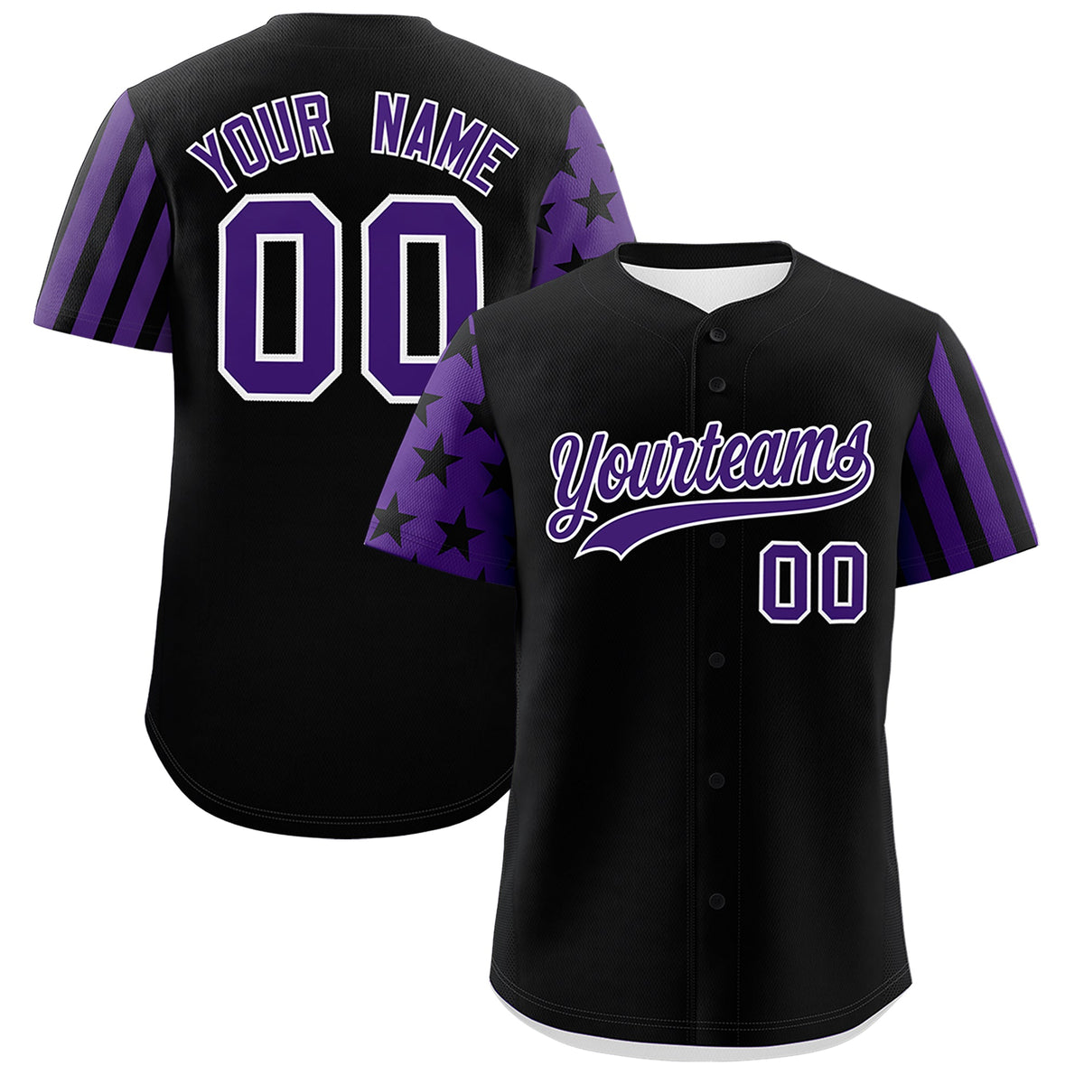 Custom Black Purple American Flag Raglan Sleeves Baseball Jersey| KXKSHOP