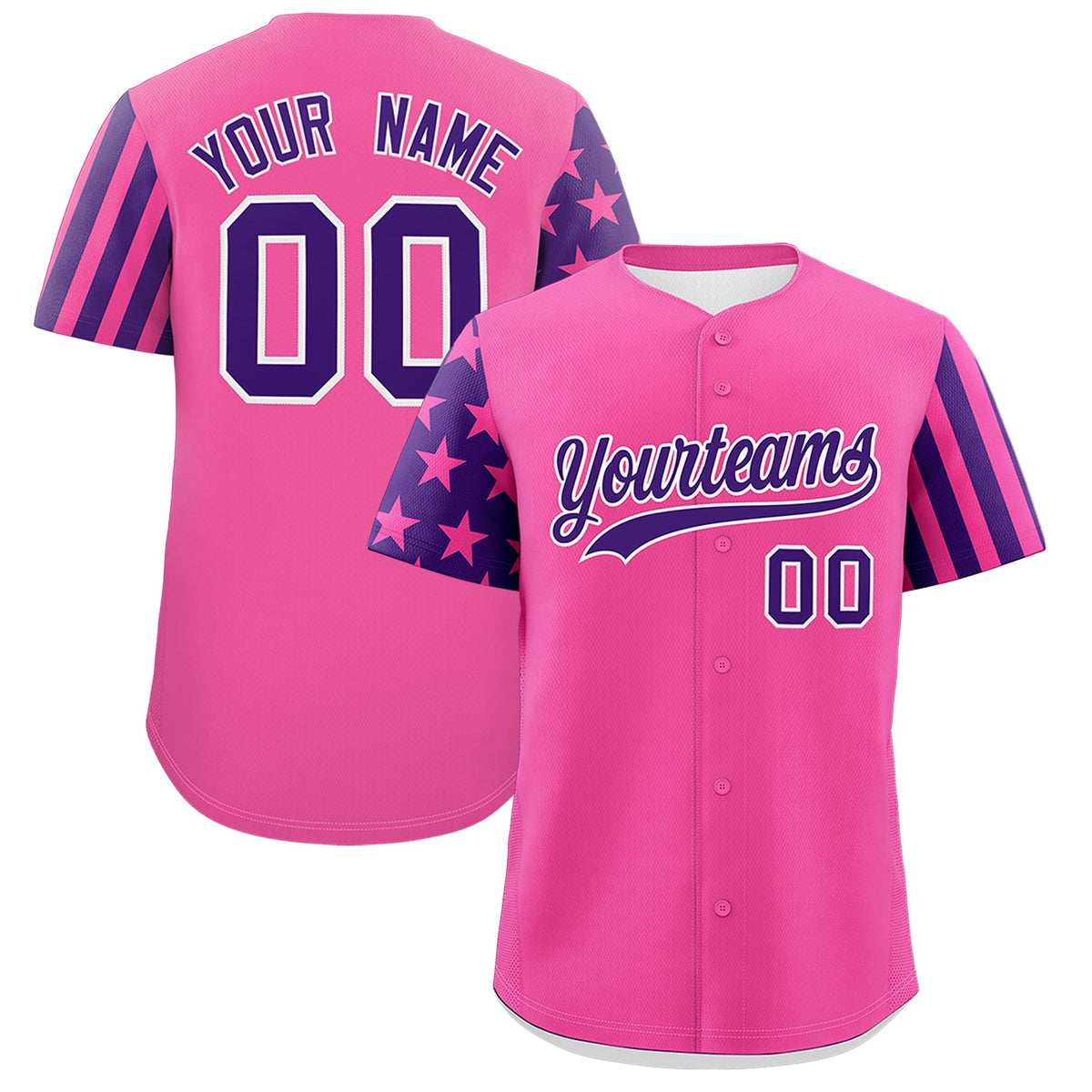 Custom Pink Purple American Flag Raglan Sleeves Baseball Jersey| KXKSHOP