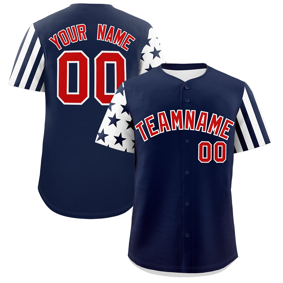 Custom Navy White American Flag Raglan Sleeves Baseball Jersey| KXKSHOP