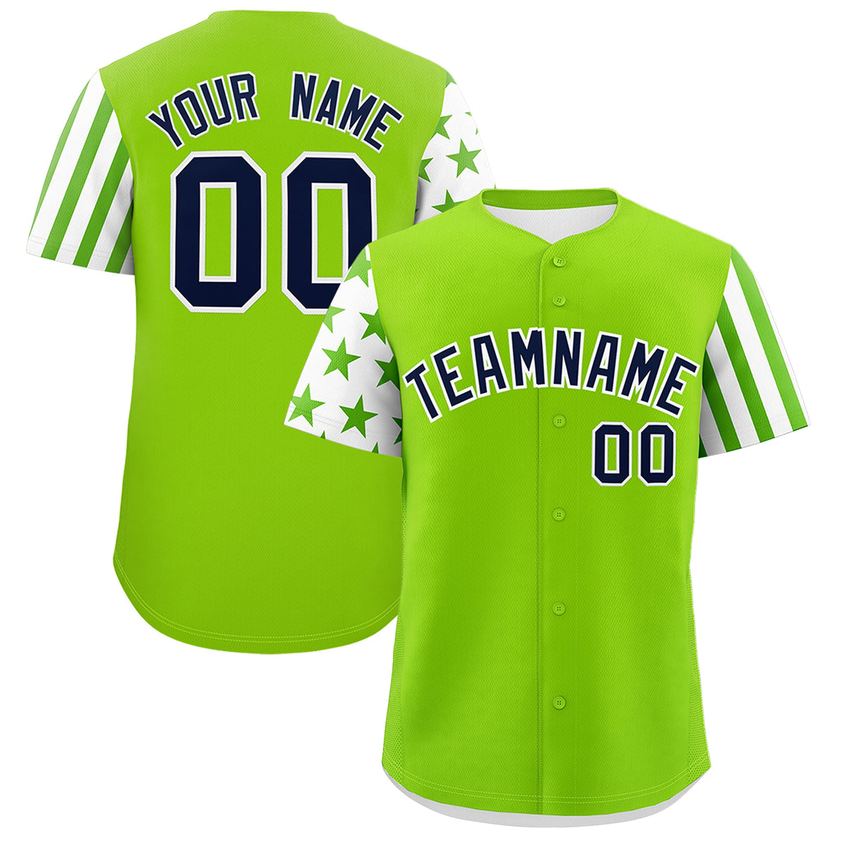 Custom Neon Green White American Flag Raglan Sleeves Baseball Jersey| KXKSHOP