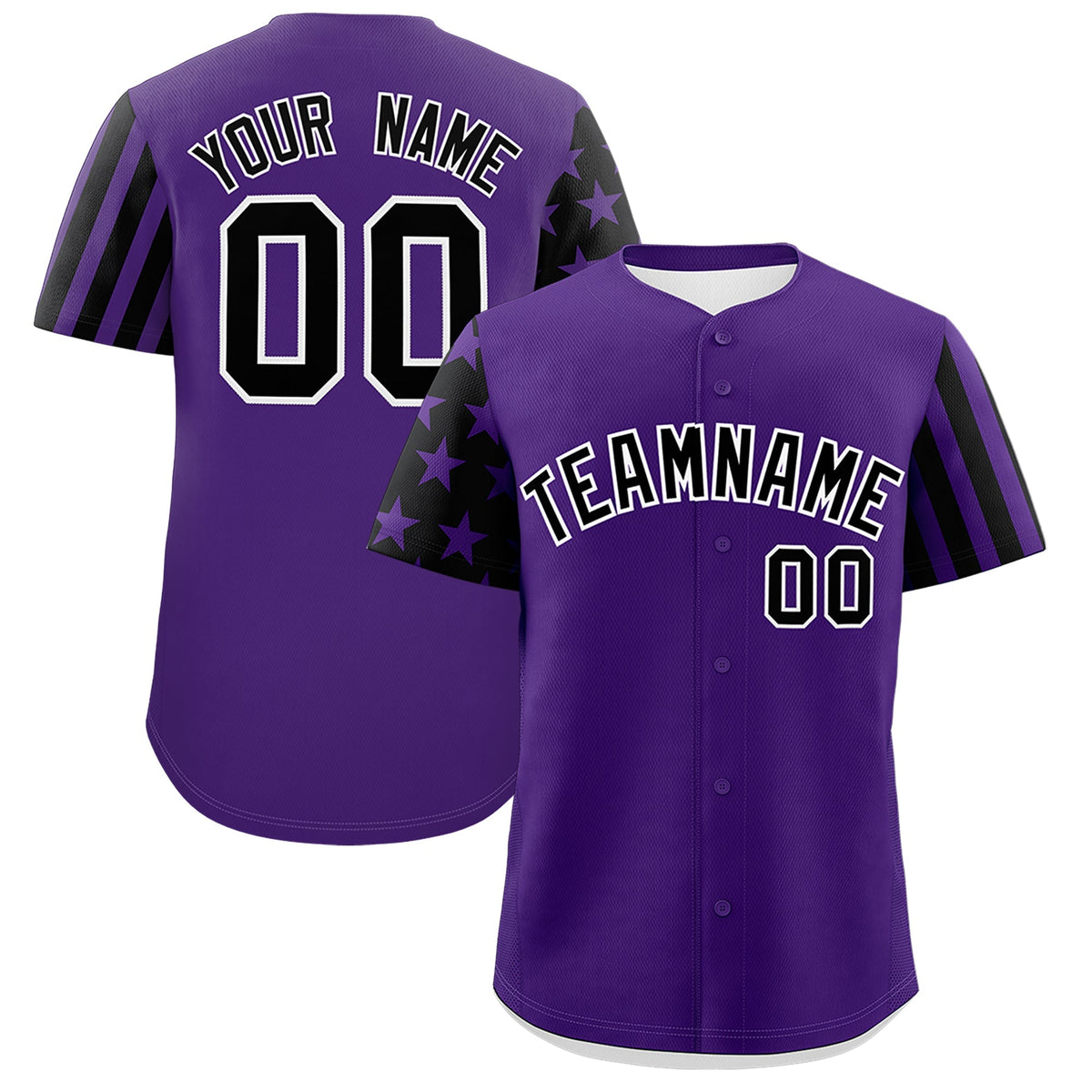 Custom Purple Black American Flag Raglan Sleeves Baseball Jersey| KXKSHOP