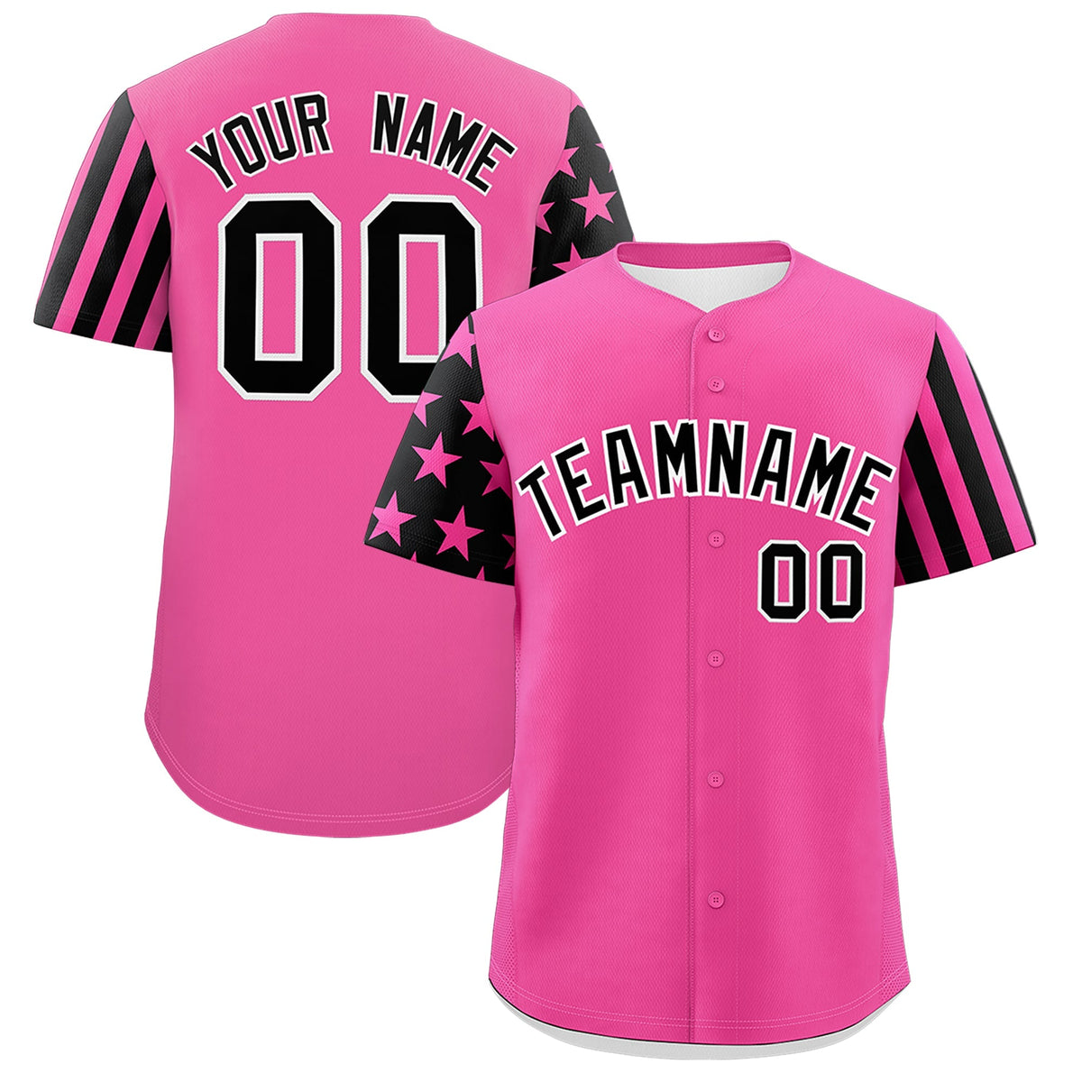 Custom Pink Black American Flag Raglan Sleeves Baseball Jersey| KXKSHOP