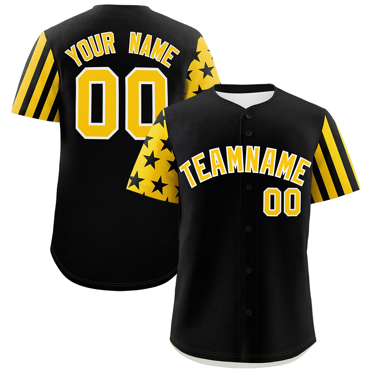 Custom Black Gold American Flag Raglan Sleeves Baseball Jersey| KXKSHOP