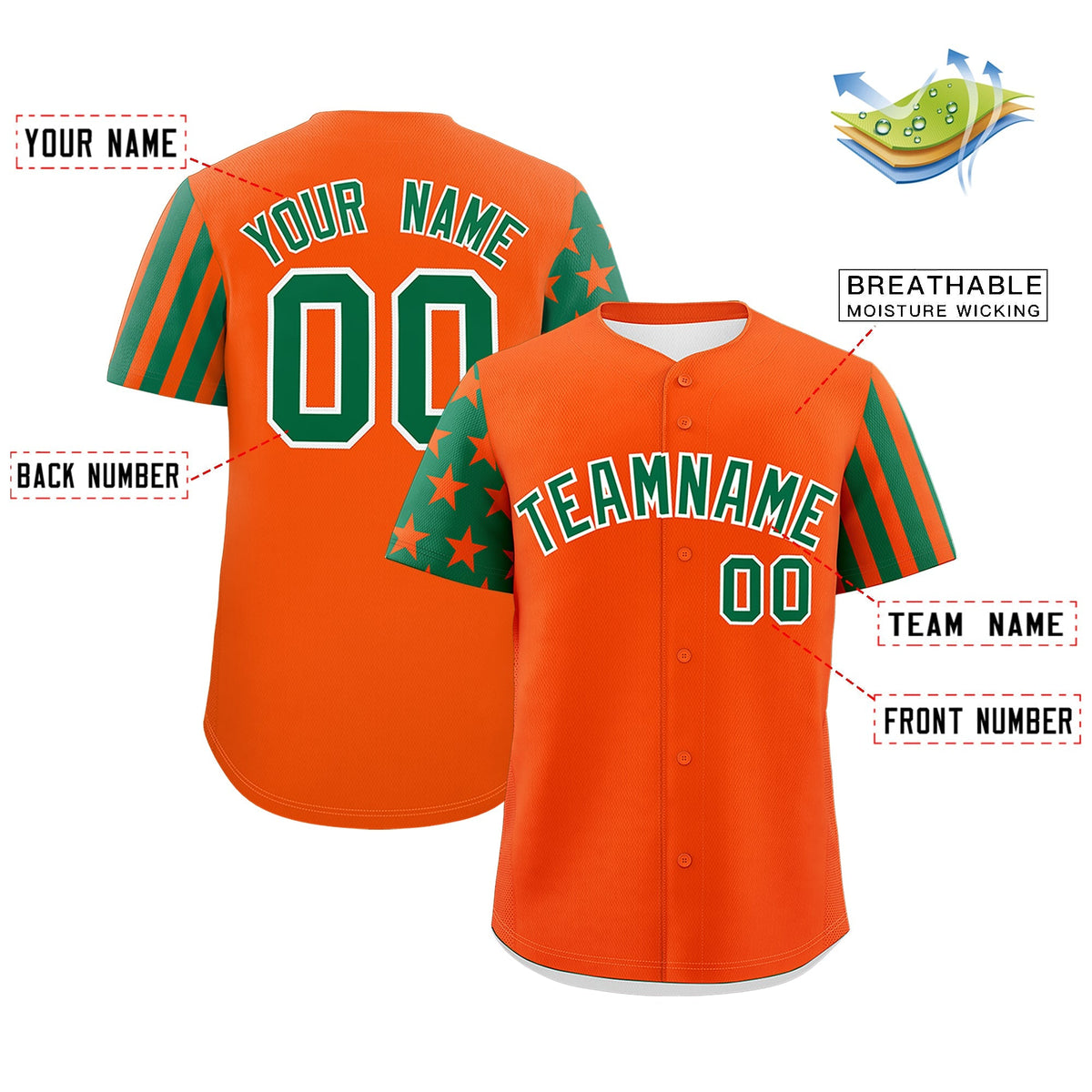 Custom Orange Kelly Green American Flag Raglan Sleeves Baseball Jersey| KXKSHOP