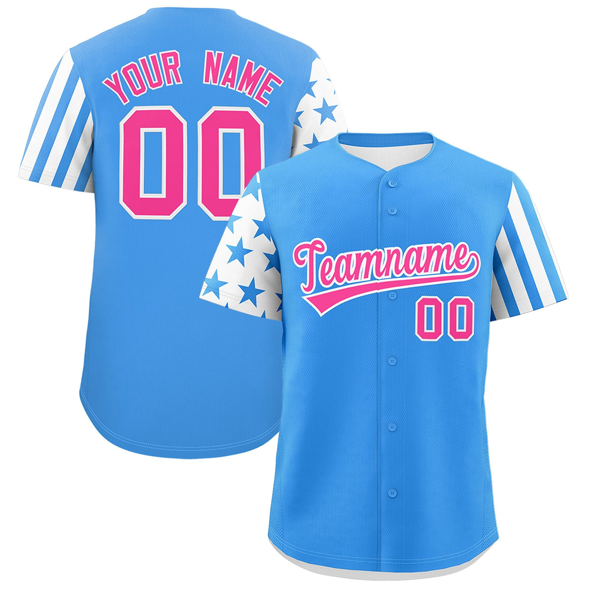Custom Powder Blue White American Flag Raglan Sleeves Baseball Jersey| KXKSHOP
