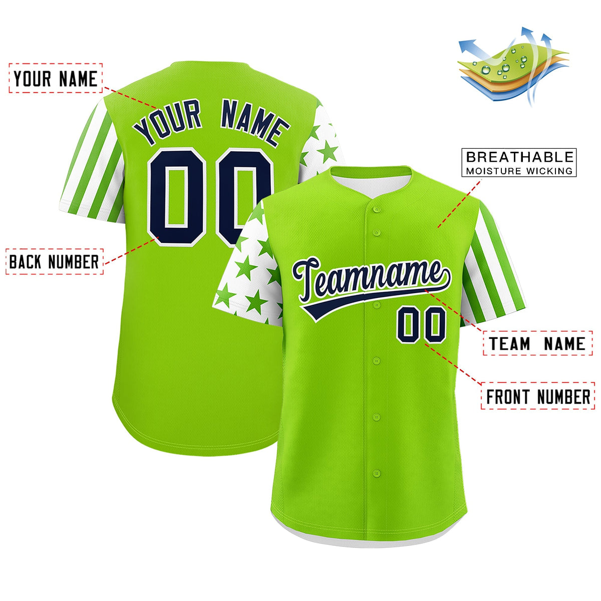 Custom Neon Green White American Flag Raglan Sleeves Baseball Jersey| KXKSHOP
