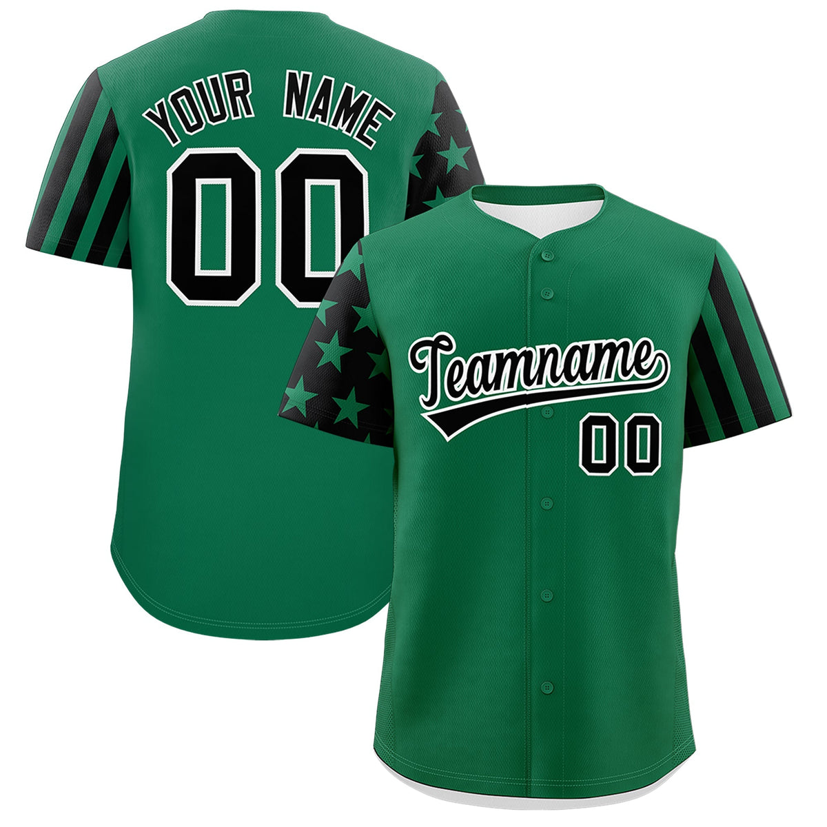Custom Kelly Green Black American Flag Raglan Sleeves Baseball Jersey| KXKSHOP
