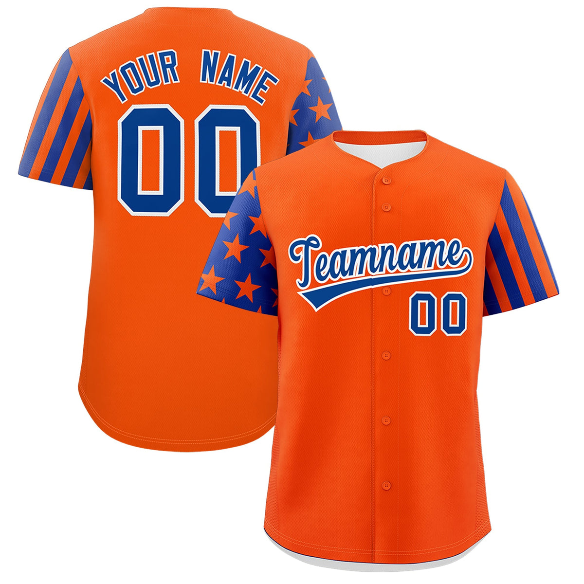 Custom Orange Royal Blue American Flag Raglan Sleeves Baseball Jersey| KXKSHOP