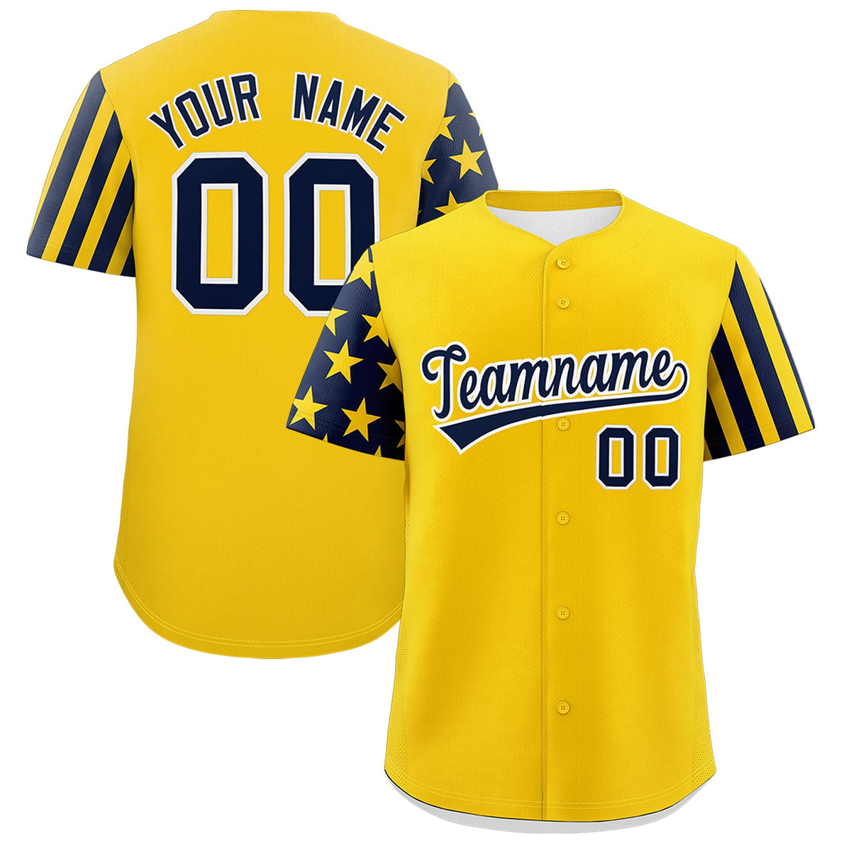 Custom Gold Navy Blacl American Flag Raglan Sleeves Baseball Jersey| KXKSHOP