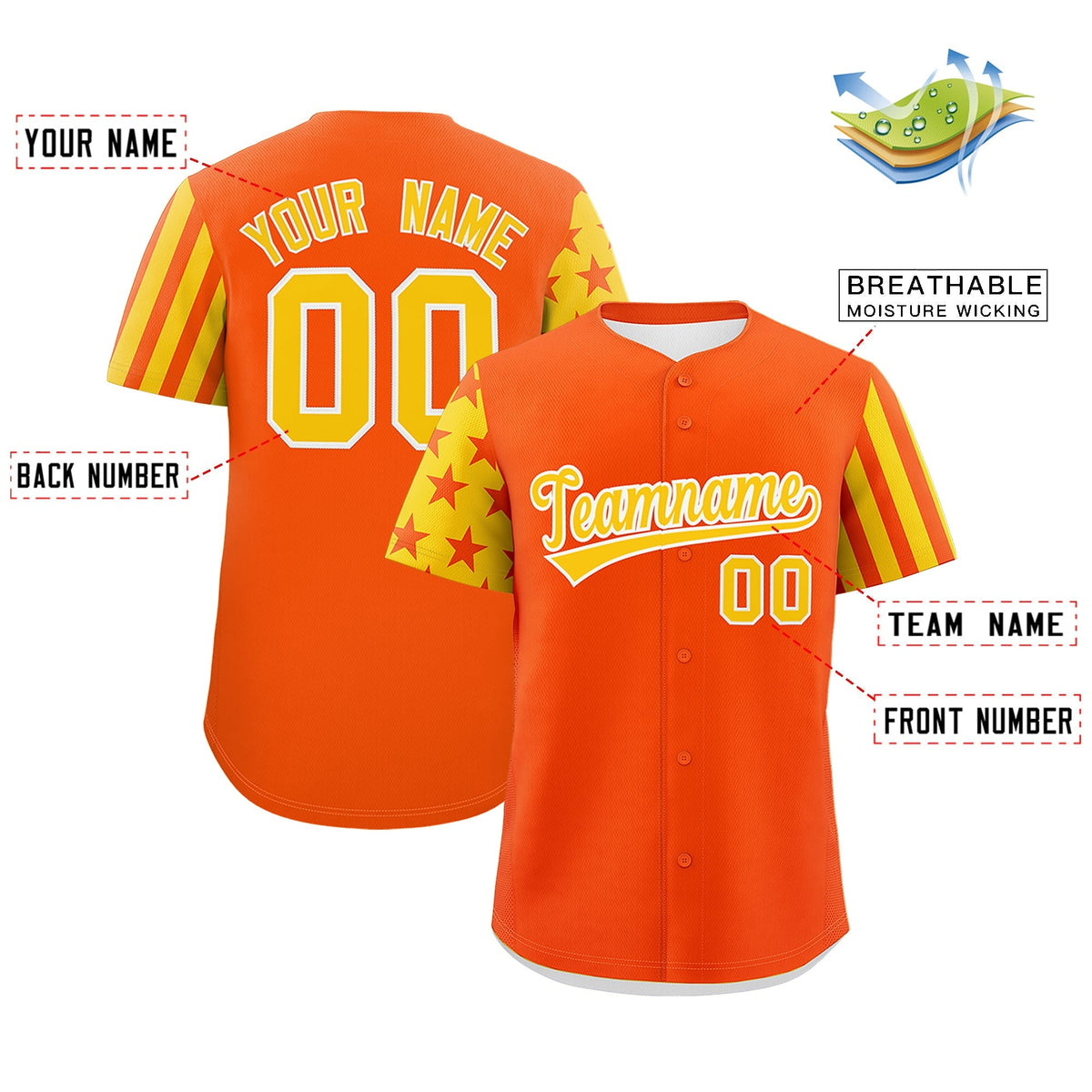 Custom Orange Gold American Flag Raglan Sleeves Baseball Jersey| KXKSHOP