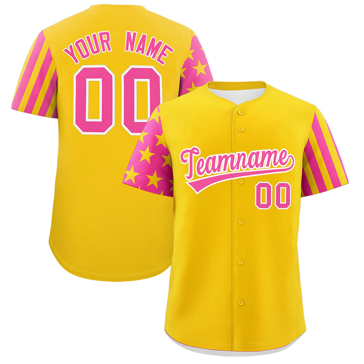 Custom Gold Pink American Flag Raglan Sleeves Baseball Jersey| KXKSHOP