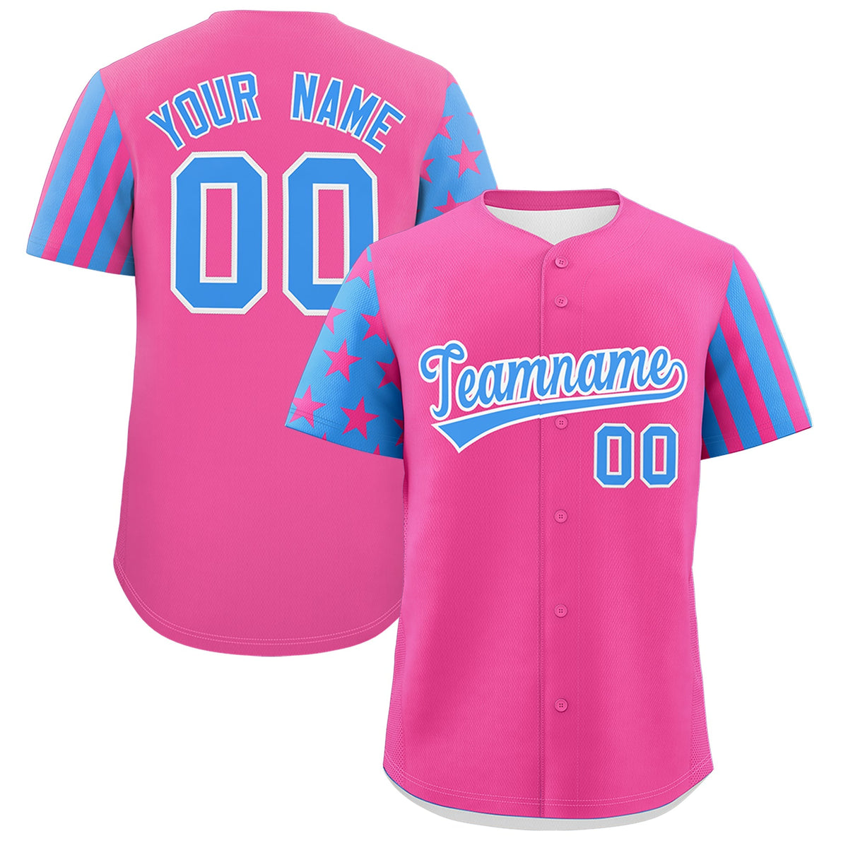 Custom Pink Powder Blue American Flag Raglan Sleeves Baseball Jersey| KXKSHOP