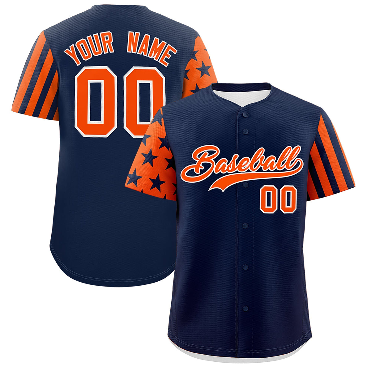 Custom Navy Orange American Flag Raglan Sleeves Baseball Jersey| KXKSHOP