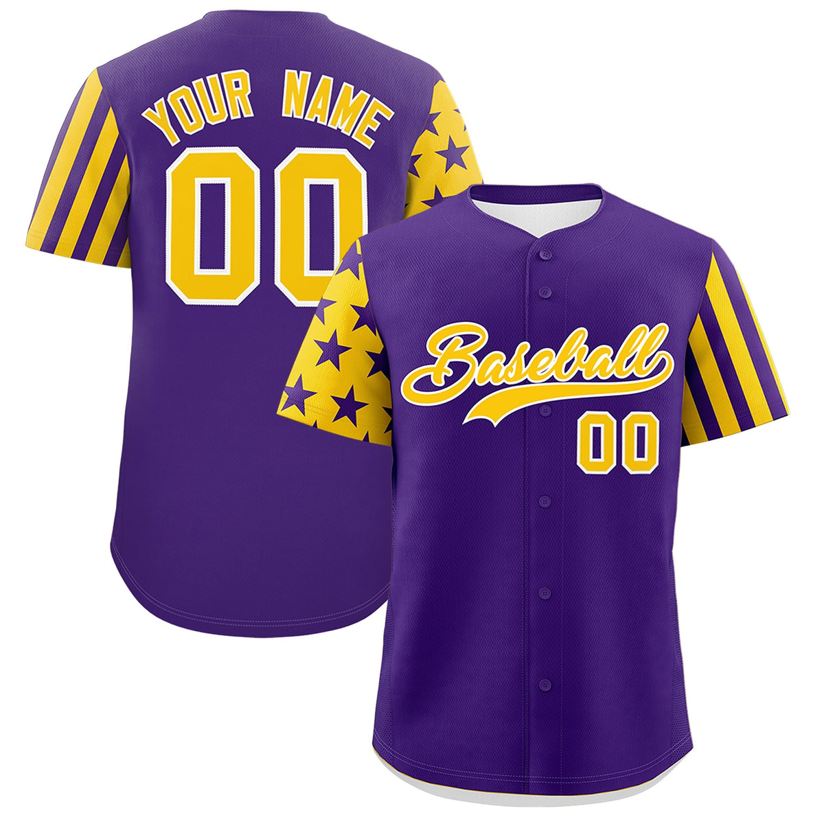 Custom Purple Gold American Flag Raglan Sleeves Baseball Jersey| KXKSHOP