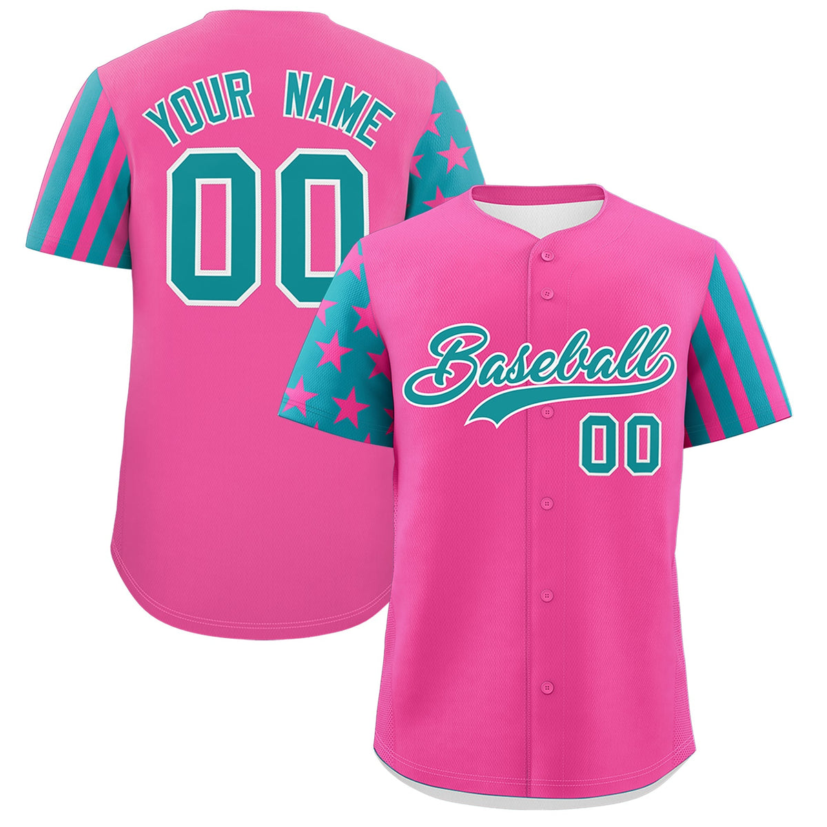 Custom Pink Teal American Flag Raglan Sleeves Baseball Jersey| KXKSHOP