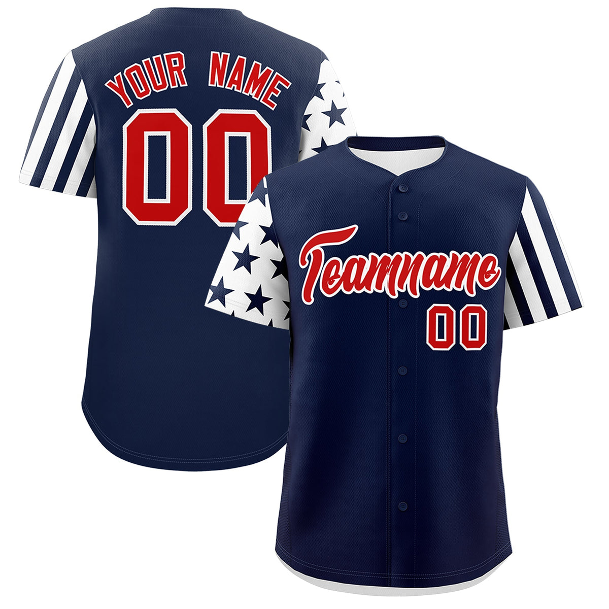 Custom Navy White American Flag Raglan Sleeves Baseball Jersey| KXKSHOP