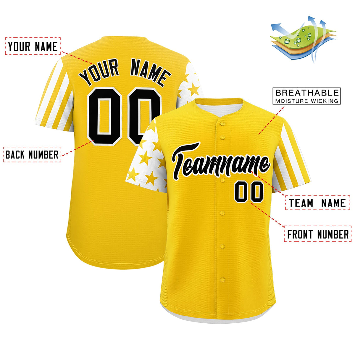 Custom Gold White American Flag Raglan Sleeves Baseball Jersey| KXKSHOP