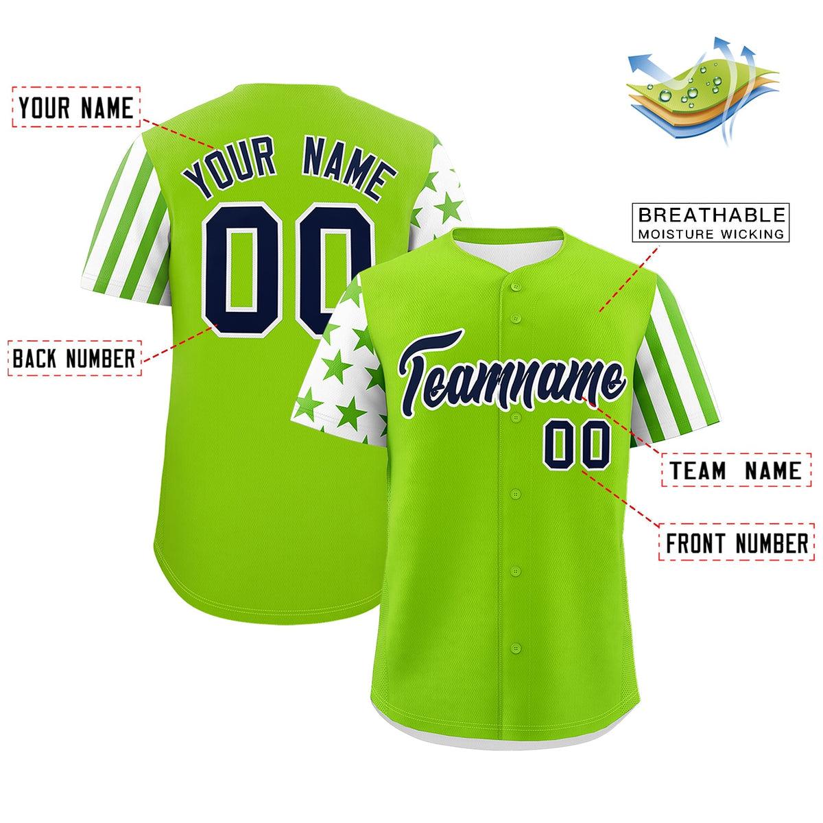 Custom Neon Green White American Flag Raglan Sleeves Baseball Jersey| KXKSHOP