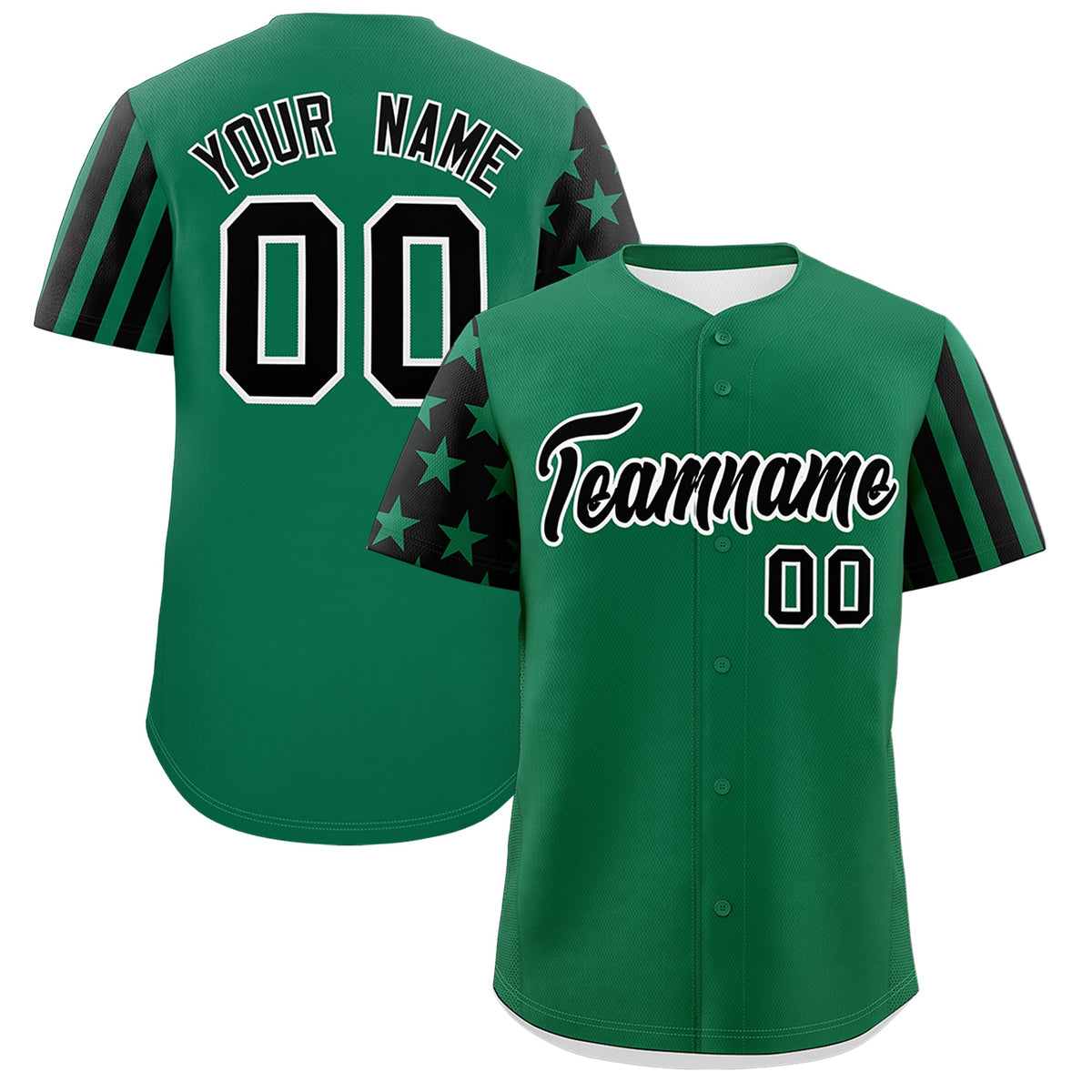 Custom Kelly Green Black American Flag Raglan Sleeves Baseball Jersey| KXKSHOP