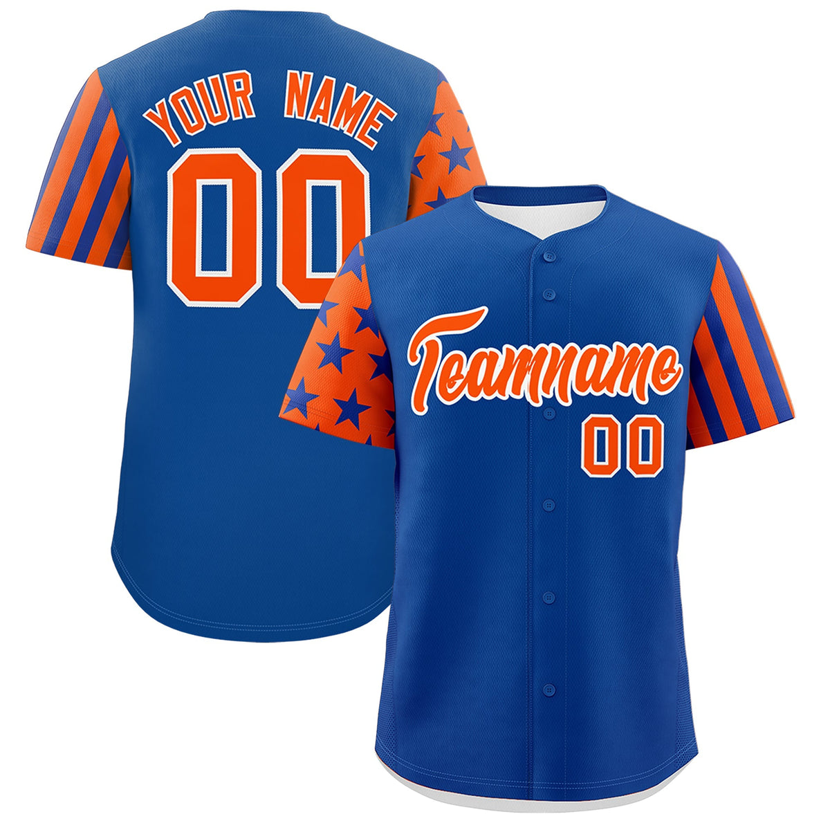 Custom Royal Blue Orange American Flag Raglan Sleeves Baseball Jersey| KXKSHOP