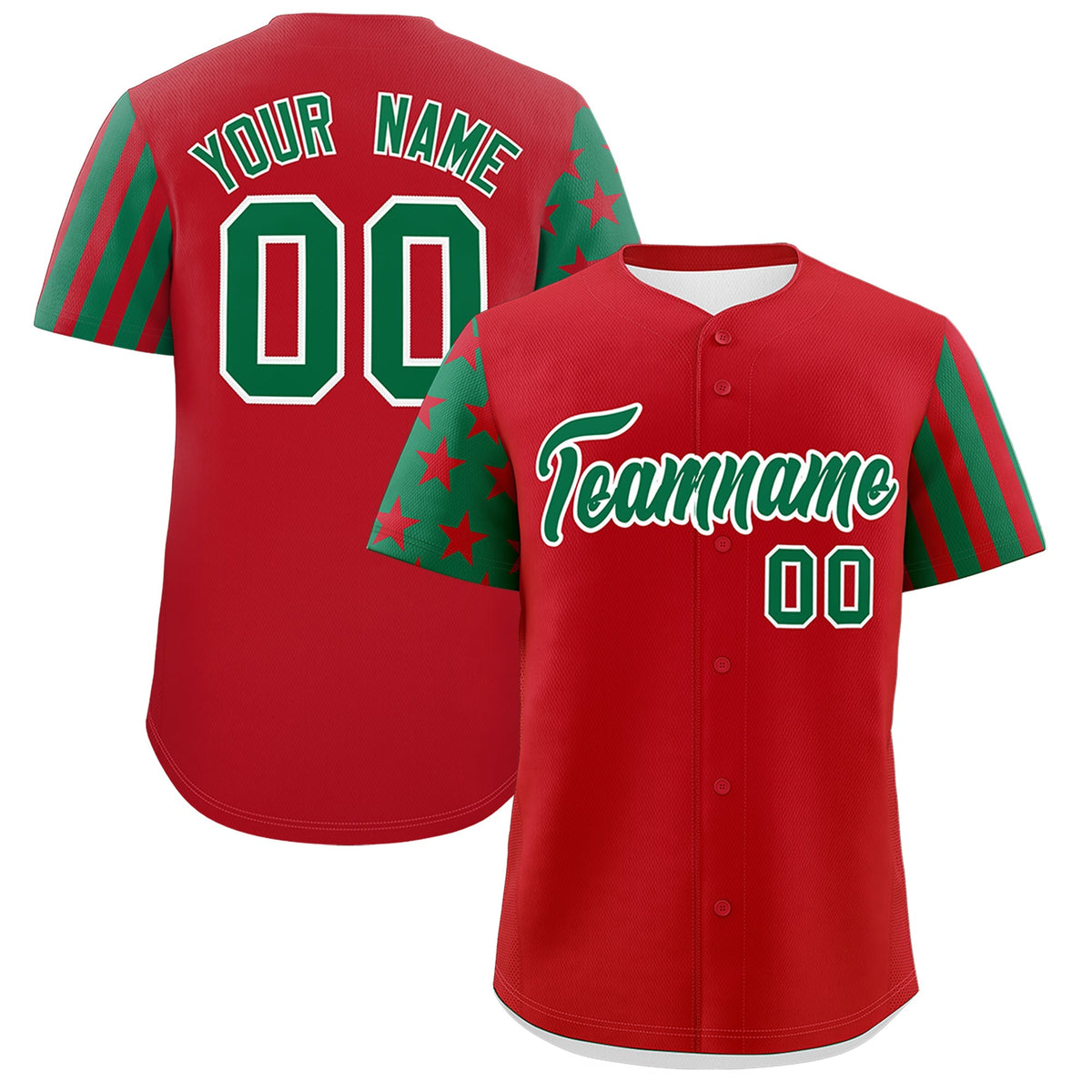 Custom Red Kelly Green American Flag Raglan Sleeves Baseball Jersey| KXKSHOP