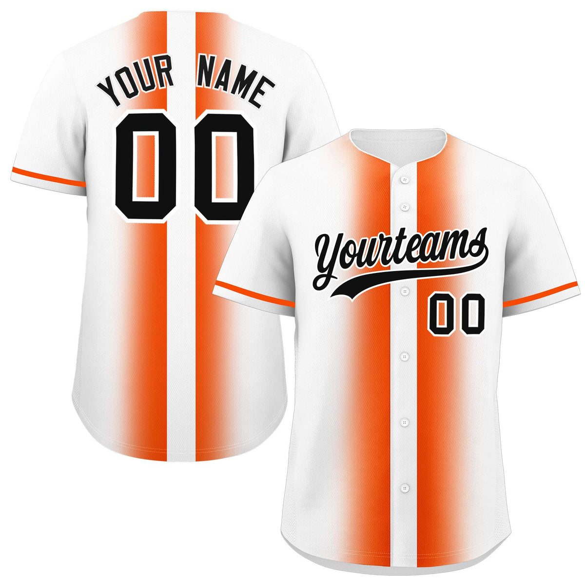 Custom White Orange Lapel Gradient Fashion Authentic Baseball Jersey| KXKSHOP