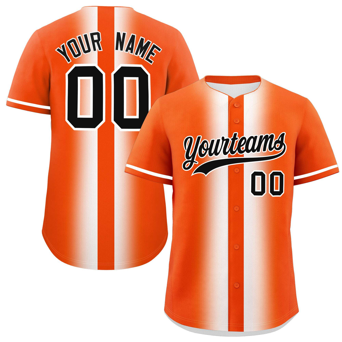 Custom Orange White Lapel Gradient Fashion Authentic Baseball Jersey| KXKSHOP