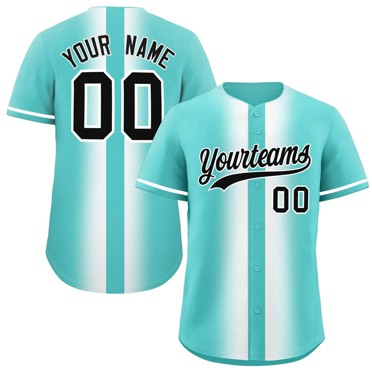 Custom Bright Green White Lapel Gradient Fashion Authentic Baseball Jersey| KXKSHOP