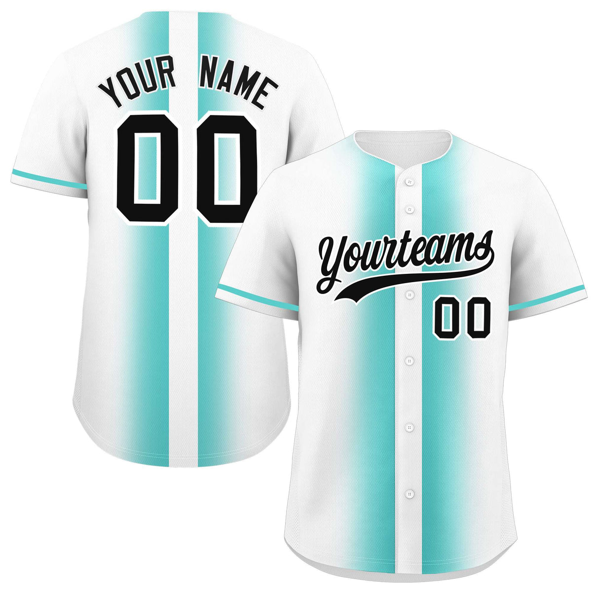 Custom White Bright Green Lapel Gradient Fashion Authentic Baseball Jersey| KXKSHOP