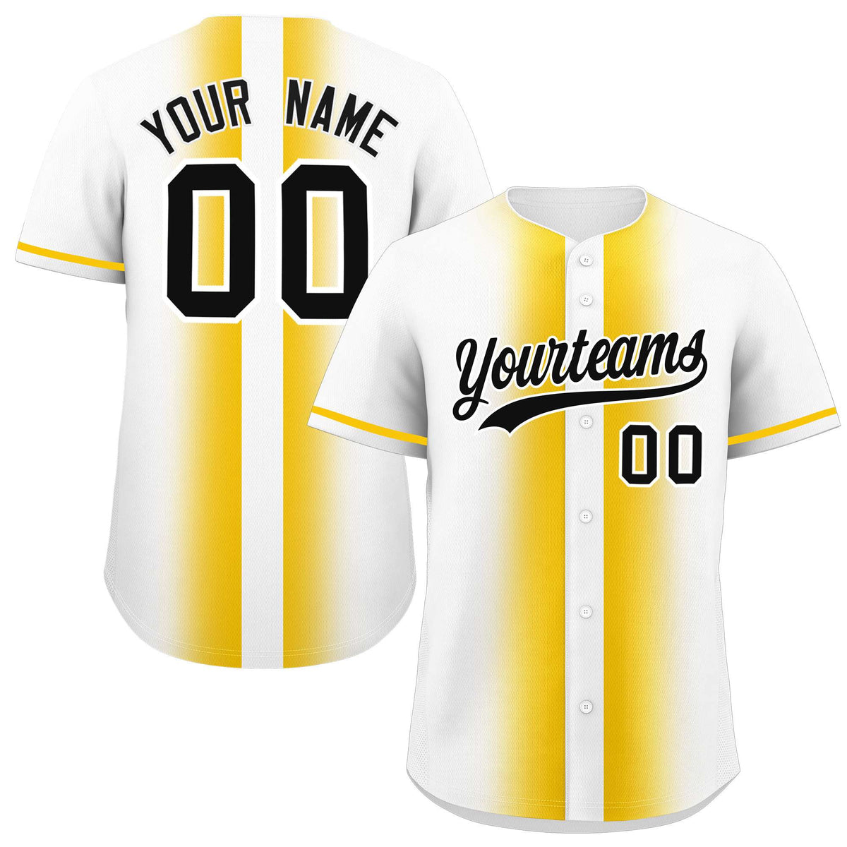 Custom White Gold Lapel Gradient Fashion Authentic Baseball Jersey| KXKSHOP