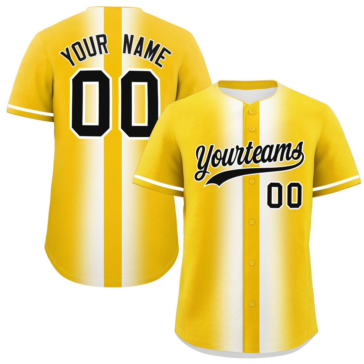 Custom Gold White Lapel Gradient Fashion Authentic Baseball Jersey| KXKSHOP