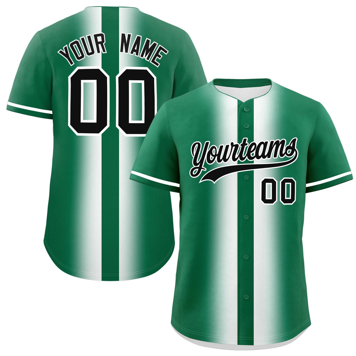 Custom Kelly Green White Lapel Gradient Fashion Authentic Baseball Jersey| KXKSHOP